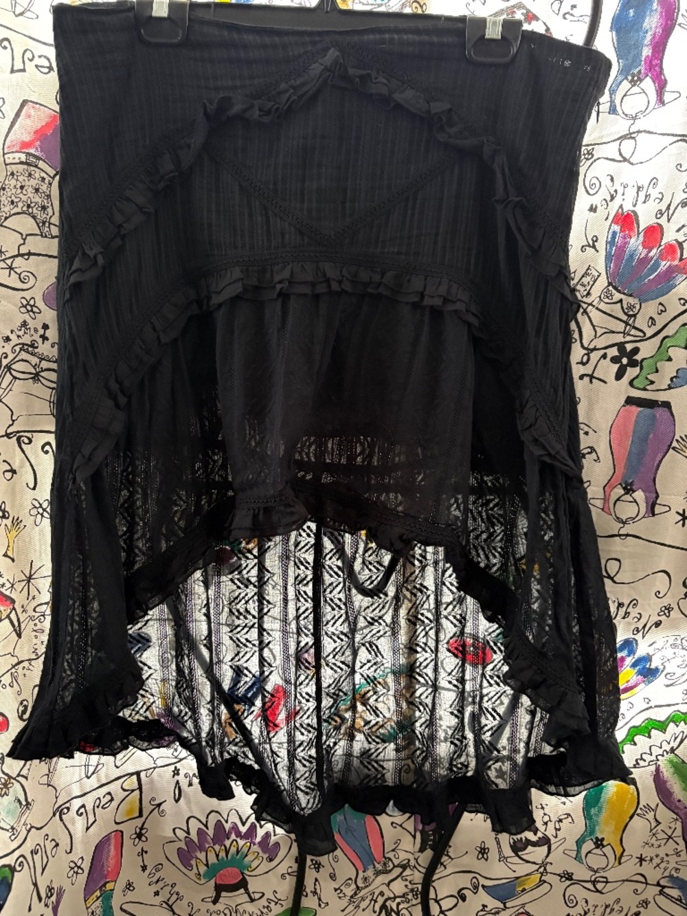 Zinc 100% cotton high/low ruffle skirt